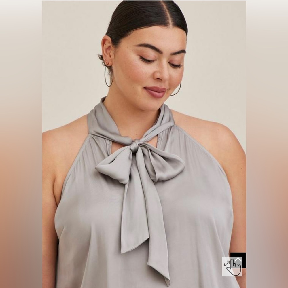Torrid Satin Bow Tie-Front Halter Top